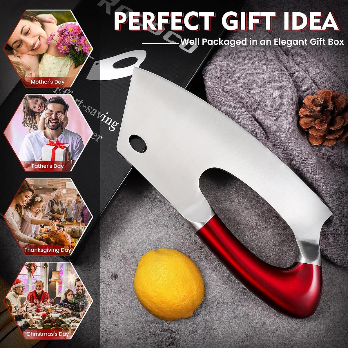 Effort Saving Meat Cleaver - Bronze Easy Handle Chef Knife