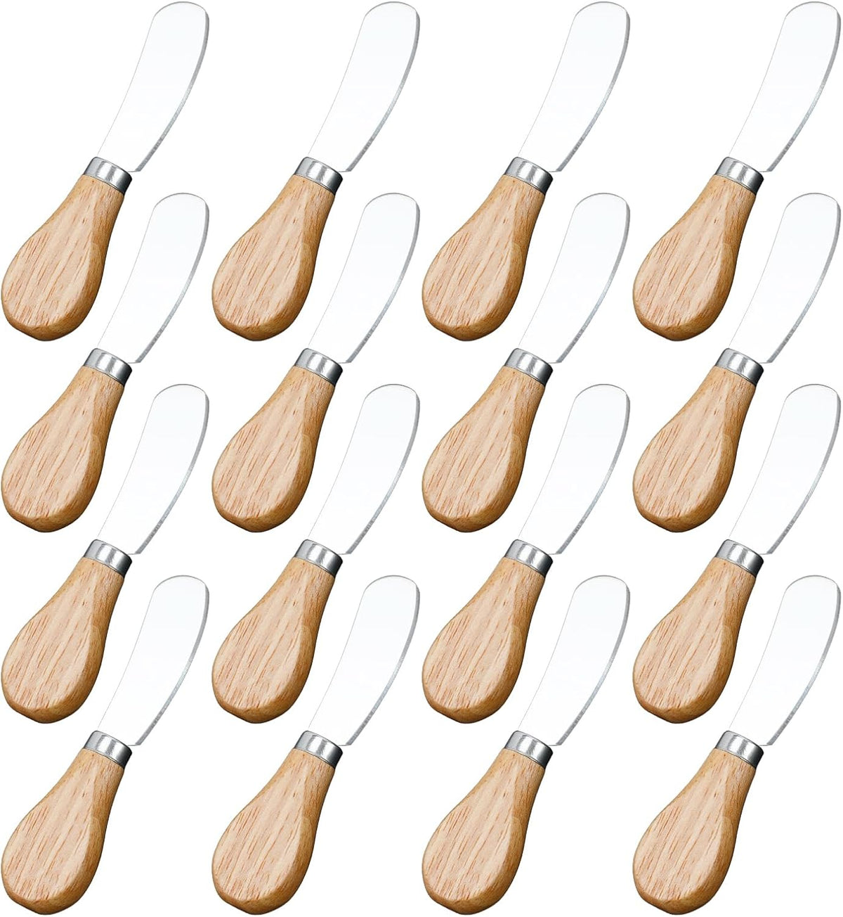 16 Pcs Stainless Steel Cheese Spreaders with Bamboo Handles