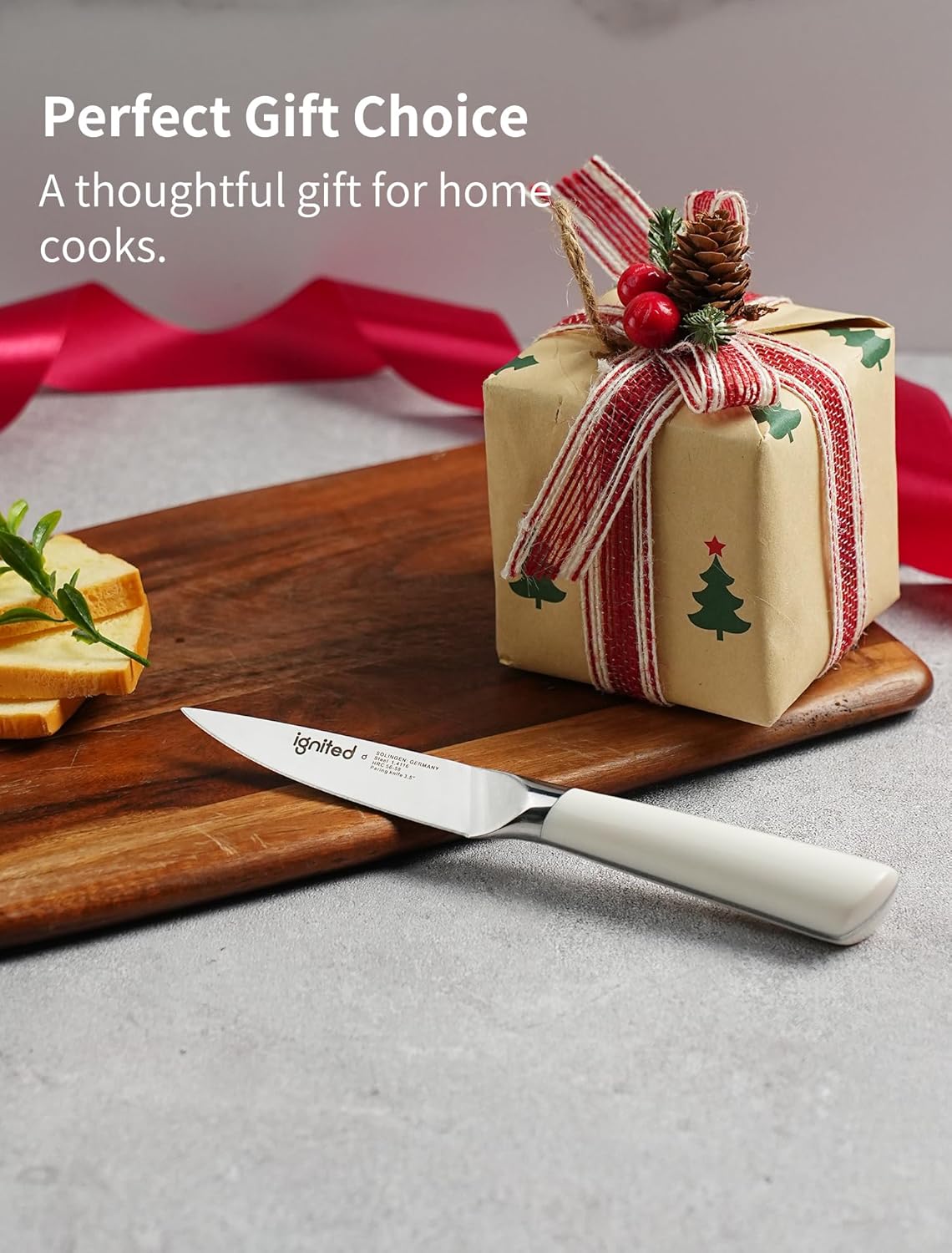 3.5 Inch Paring Knife – German Stainless Steel, Ergonomic Ivory White Handle, Minimalist Small Kitchen Knife for Peeling & Cutting, Ideal Gift for Chefs, Cooks