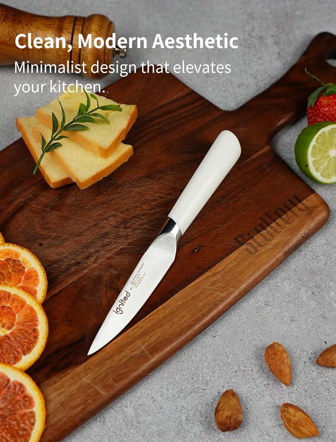 3.5 Inch Paring Knife – German Stainless Steel, Ergonomic Ivory White Handle, Minimalist Small Kitchen Knife for Peeling & Cutting, Ideal Gift for Chefs, Cooks