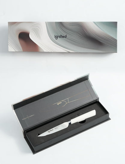 3.5 Inch Paring Knife – German Stainless Steel, Ergonomic Ivory White Handle, Minimalist Small Kitchen Knife for Peeling & Cutting, Ideal Gift for Chefs, Cooks