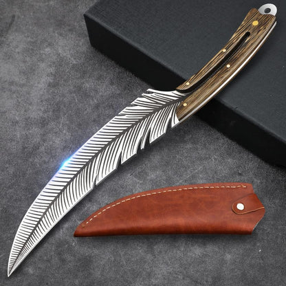 Feather Boning Knife with Sheath For Meat Cutting Cooking ,Hand Forged | Full Tang High Carbon Steel Japan Boning Knife for Kitchen BBQ Hiking Outdoor Camping