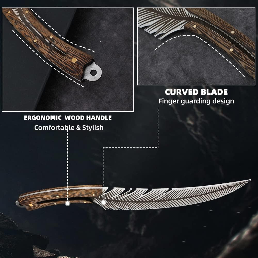Feather Boning Knife with Sheath For Meat Cutting Cooking ,Hand Forged | Full Tang High Carbon Steel Japan Boning Knife for Kitchen BBQ Hiking Outdoor Camping