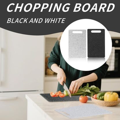 2 Pcs Small Cutting Board for Kitchen Mini Plastic Granite Color Cutting Board Dishwasher Safe Cutting Boards for Food Prep, Fruits, Vegetables with Easy Grip (White,Black)