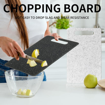 2 Pcs Small Cutting Board for Kitchen Mini Plastic Granite Color Cutting Board Dishwasher Safe Cutting Boards for Food Prep, Fruits, Vegetables with Easy Grip (White,Black)