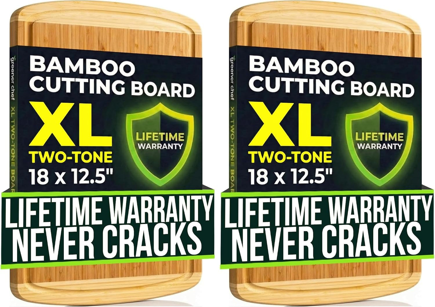 Luxury Bamboo Cutting Board (Extra Large) with Vertical Grain Strength Technology - Non Toxic, Spacious and Lightweight 18" XL Chopping Board Gift - Replacements for Life