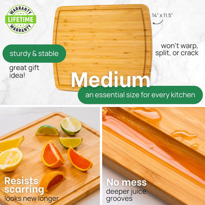 Luxury Bamboo Cutting Board (Extra Large) with Vertical Grain Strength Technology - Non Toxic, Spacious and Lightweight 18" XL Chopping Board Gift - Replacements for Life