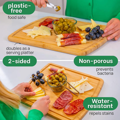 Luxury Bamboo Cutting Board (Extra Large) with Vertical Grain Strength Technology - Non Toxic, Spacious and Lightweight 18" XL Chopping Board Gift - Replacements for Life