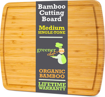Luxury Bamboo Cutting Board (Extra Large) with Vertical Grain Strength Technology - Non Toxic, Spacious and Lightweight 18" XL Chopping Board Gift - Replacements for Life