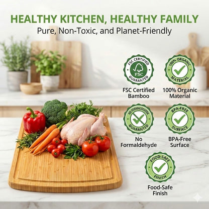 Luxury Bamboo Cutting Board (Extra Large) with Vertical Grain Strength Technology - Non Toxic, Spacious and Lightweight 18" XL Chopping Board Gift - Replacements for Life