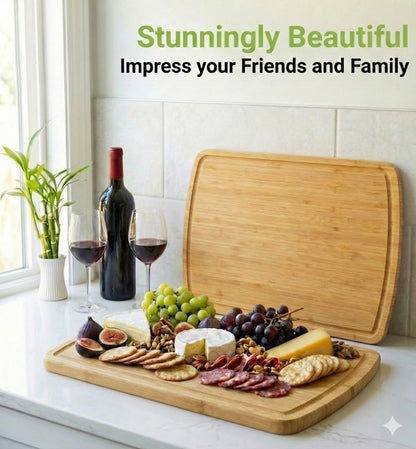 Luxury Bamboo Cutting Board (Extra Large) with Vertical Grain Strength Technology - Non Toxic, Spacious and Lightweight 18" XL Chopping Board Gift - Replacements for Life