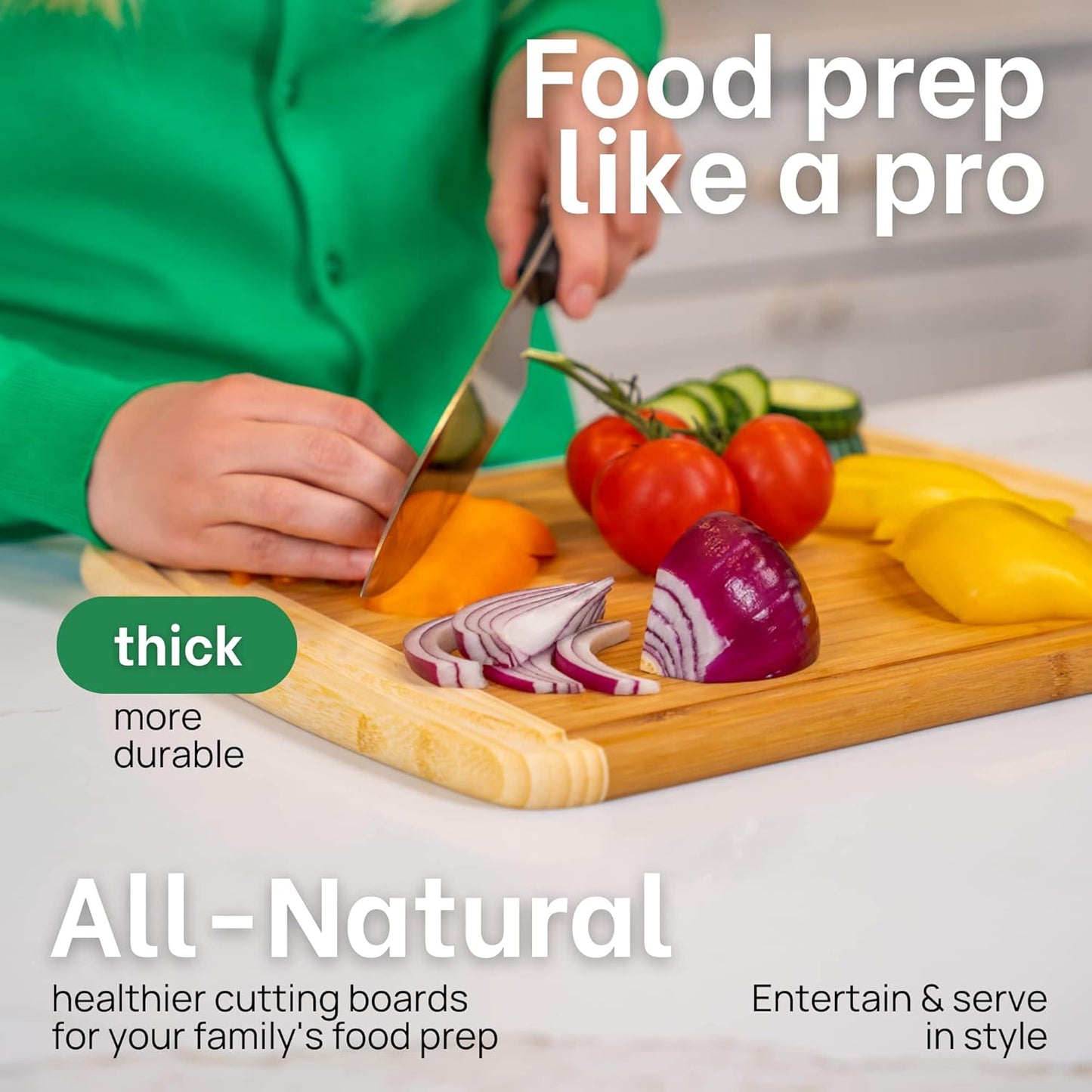 Luxury Bamboo Cutting Board (Extra Large) with Vertical Grain Strength Technology - Non Toxic, Spacious and Lightweight 18" XL Chopping Board Gift - Replacements for Life