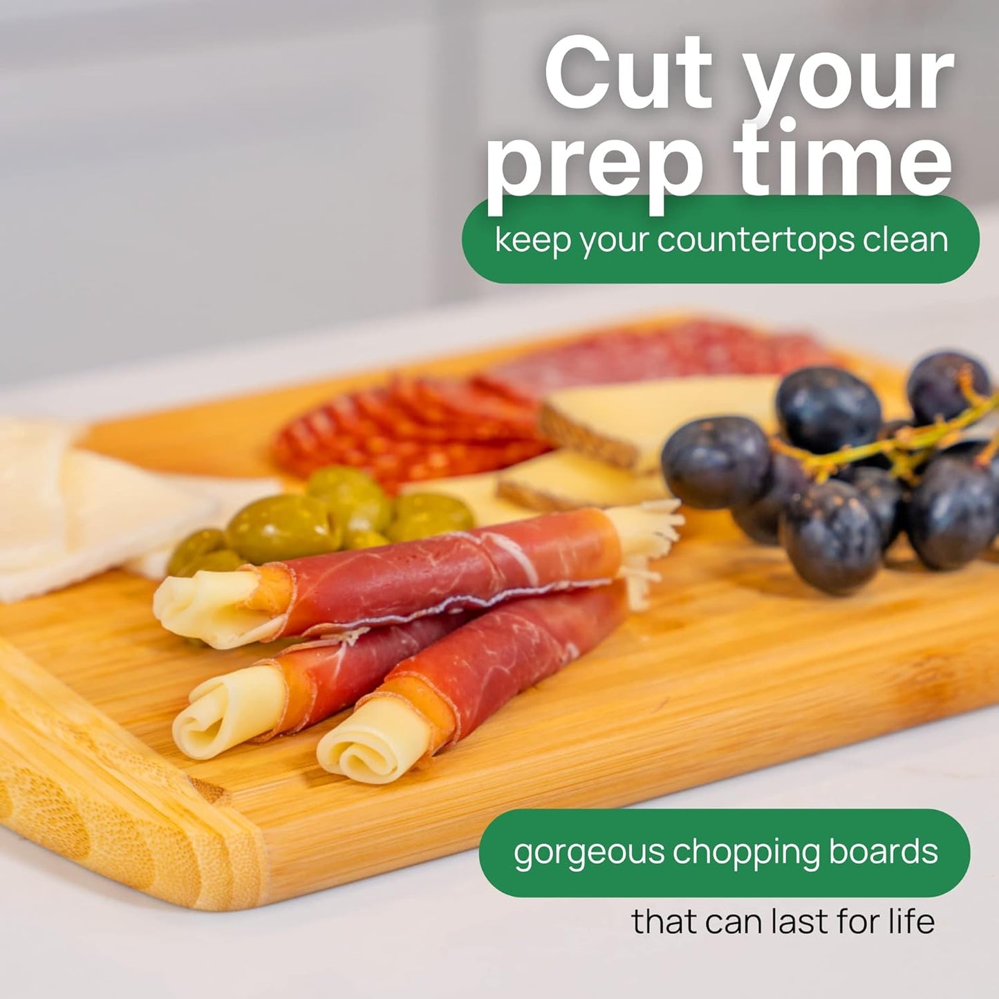 Luxury Bamboo Cutting Board (Extra Large) with Vertical Grain Strength Technology - Non Toxic, Spacious and Lightweight 18" XL Chopping Board Gift - Replacements for Life