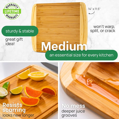 Luxury Bamboo Cutting Board (Extra Large) with Vertical Grain Strength Technology - Non Toxic, Spacious and Lightweight 18" XL Chopping Board Gift - Replacements for Life
