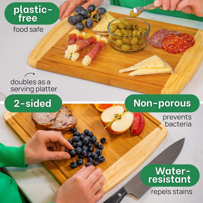 Luxury Bamboo Cutting Board (Extra Large) with Vertical Grain Strength Technology - Non Toxic, Spacious and Lightweight 18" XL Chopping Board Gift - Replacements for Life