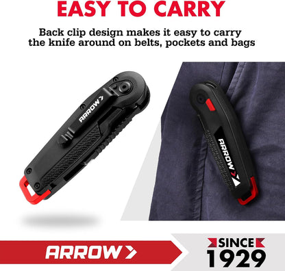 ARROW Utility Knife, Speed Release Folding Knife with 13 Blades