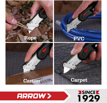 ARROW Utility Knife, Speed Release Folding Knife with 13 Blades