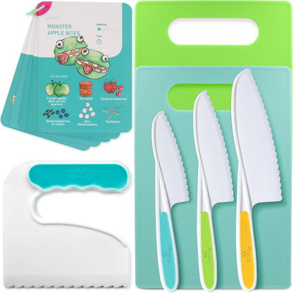 Tovla Jr Kid Safe Knife Gift Set for Real Cooking | Toddler Kitchen Knives | Montessori STEM Cooking Tools | Kids Chef Knives and Utensils | BPA Free Dishwasher Safe | Birthday Gift Ages 4 to 12