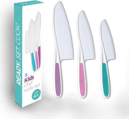 Tovla Jr Kid Safe Knife Gift Set for Real Cooking | Toddler Kitchen Knives | Montessori STEM Cooking Tools | Kids Chef Knives and Utensils | BPA Free Dishwasher Safe | Birthday Gift Ages 4 to 12