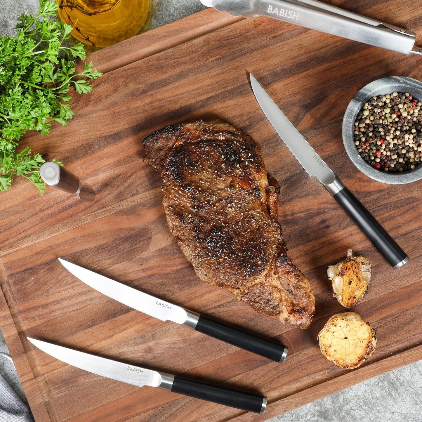 4-Piece Forged Kitchen Steak Knife Set – High-Carbon 1.4116 German Steel Cutlery – Sharp & Durable Steak Knives for Dining and Grilling