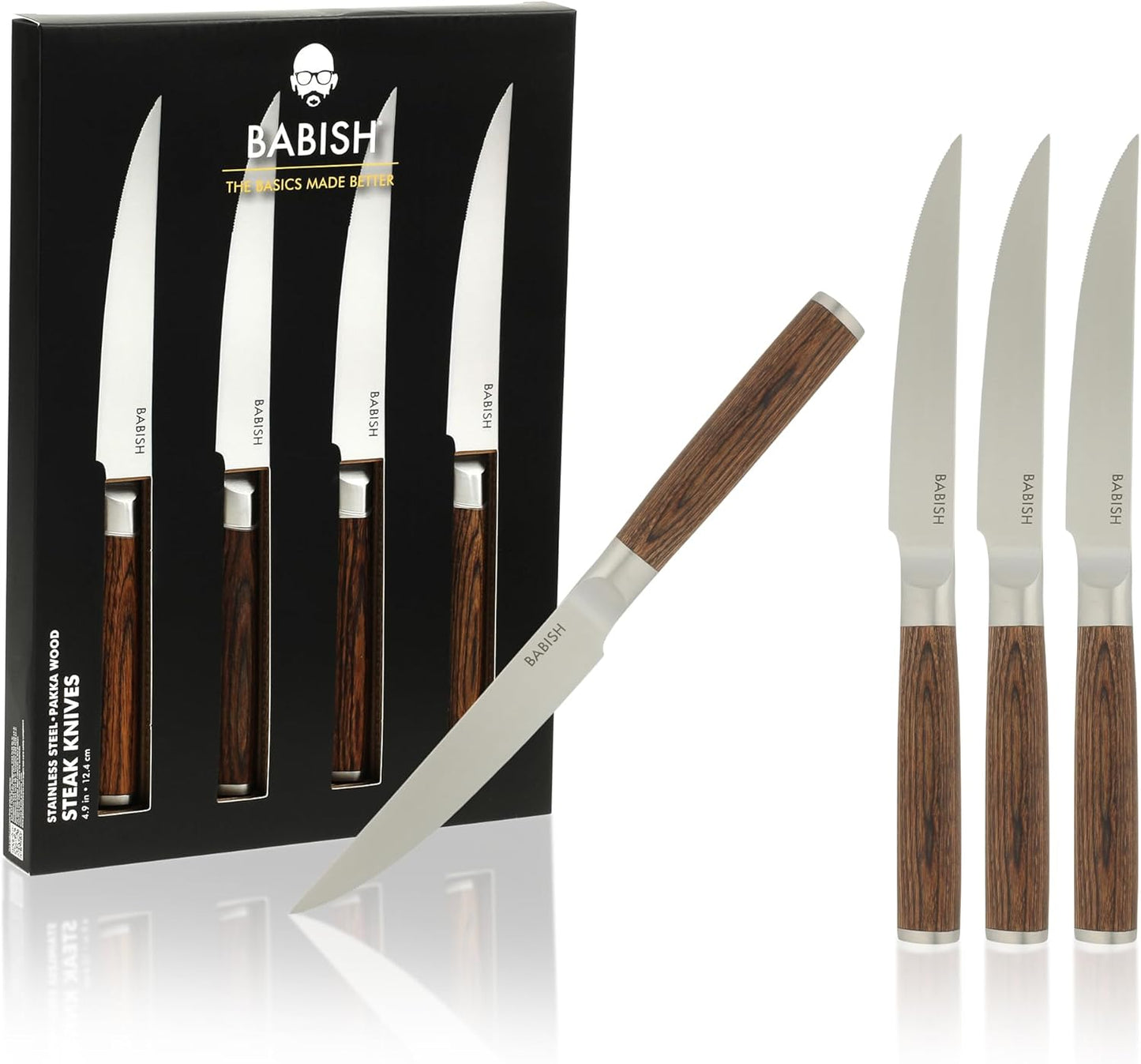 4-Piece Forged Kitchen Steak Knife Set – High-Carbon 1.4116 German Steel Cutlery – Sharp & Durable Steak Knives for Dining and Grilling