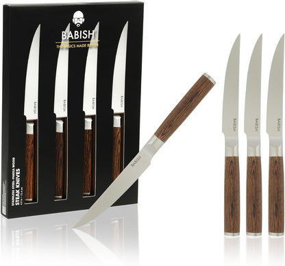 4-Piece Forged Kitchen Steak Knife Set – High-Carbon 1.4116 German Steel Cutlery – Sharp & Durable Steak Knives for Dining and Grilling
