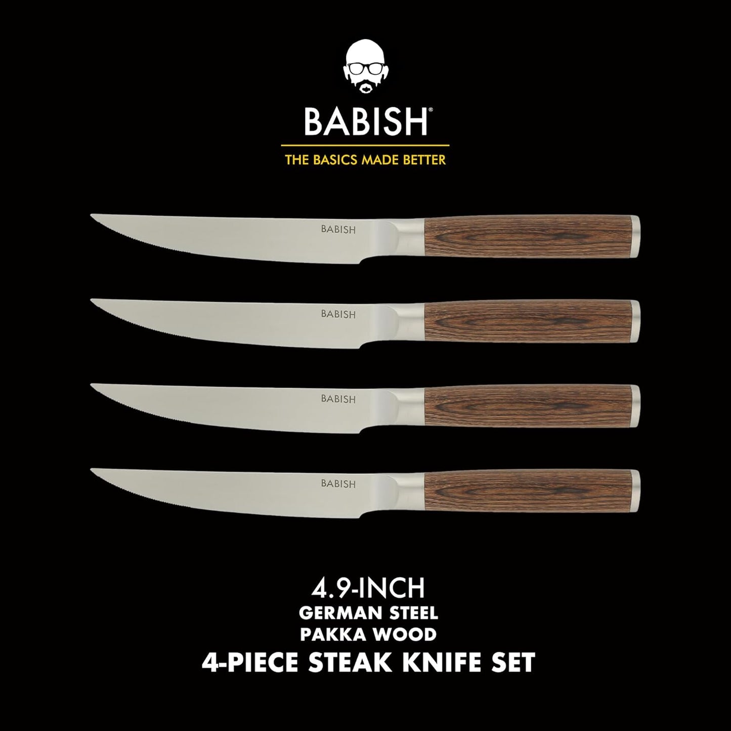 4-Piece Forged Kitchen Steak Knife Set – High-Carbon 1.4116 German Steel Cutlery – Sharp & Durable Steak Knives for Dining and Grilling
