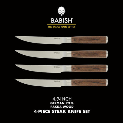 4-Piece Forged Kitchen Steak Knife Set – High-Carbon 1.4116 German Steel Cutlery – Sharp & Durable Steak Knives for Dining and Grilling