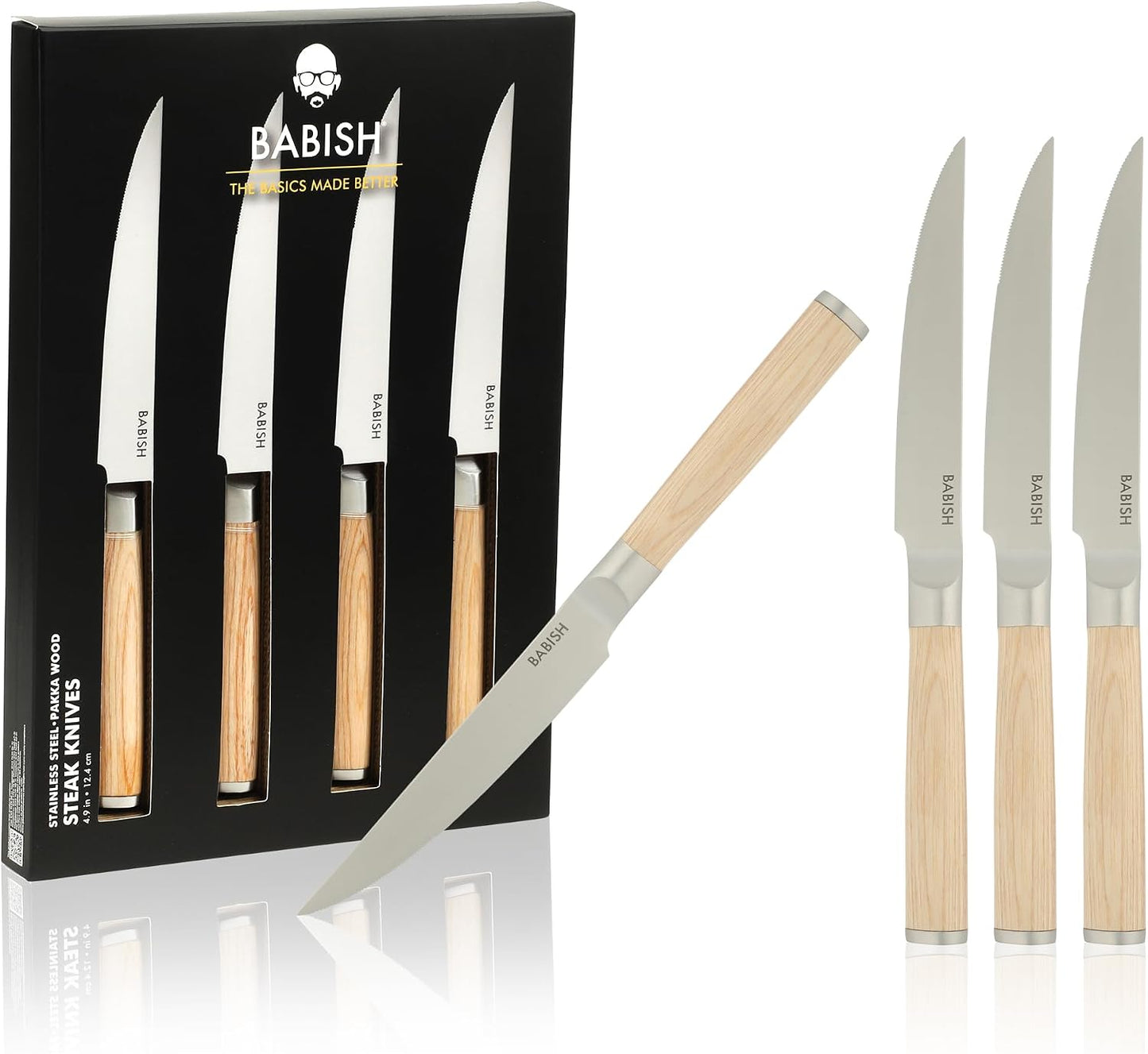 4-Piece Forged Kitchen Steak Knife Set – High-Carbon 1.4116 German Steel Cutlery – Sharp & Durable Steak Knives for Dining and Grilling