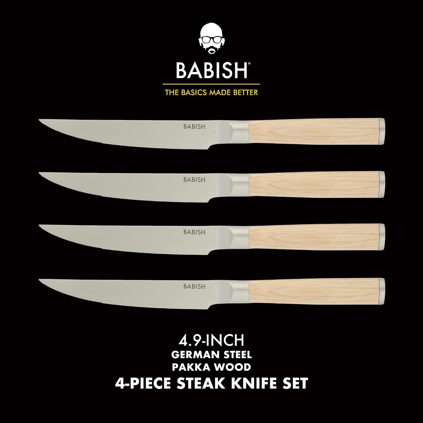 4-Piece Forged Kitchen Steak Knife Set – High-Carbon 1.4116 German Steel Cutlery – Sharp & Durable Steak Knives for Dining and Grilling