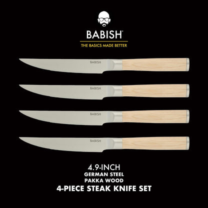 4-Piece Forged Kitchen Steak Knife Set – High-Carbon 1.4116 German Steel Cutlery – Sharp & Durable Steak Knives for Dining and Grilling