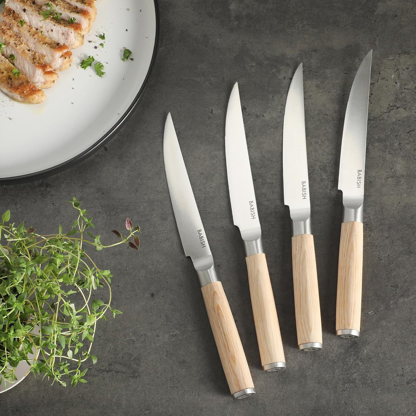4-Piece Forged Kitchen Steak Knife Set – High-Carbon 1.4116 German Steel Cutlery – Sharp & Durable Steak Knives for Dining and Grilling
