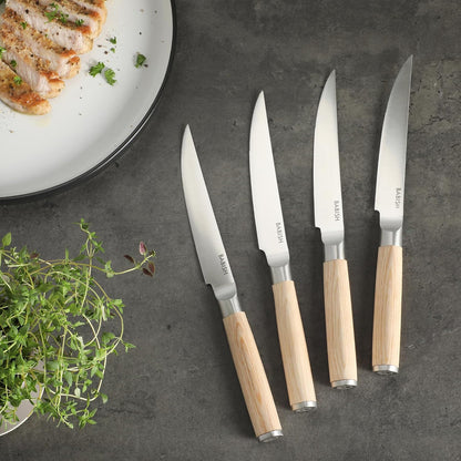 4-Piece Forged Kitchen Steak Knife Set – High-Carbon 1.4116 German Steel Cutlery – Sharp & Durable Steak Knives for Dining and Grilling