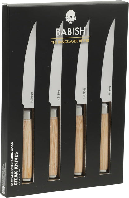 4-Piece Forged Kitchen Steak Knife Set – High-Carbon 1.4116 German Steel Cutlery – Sharp & Durable Steak Knives for Dining and Grilling