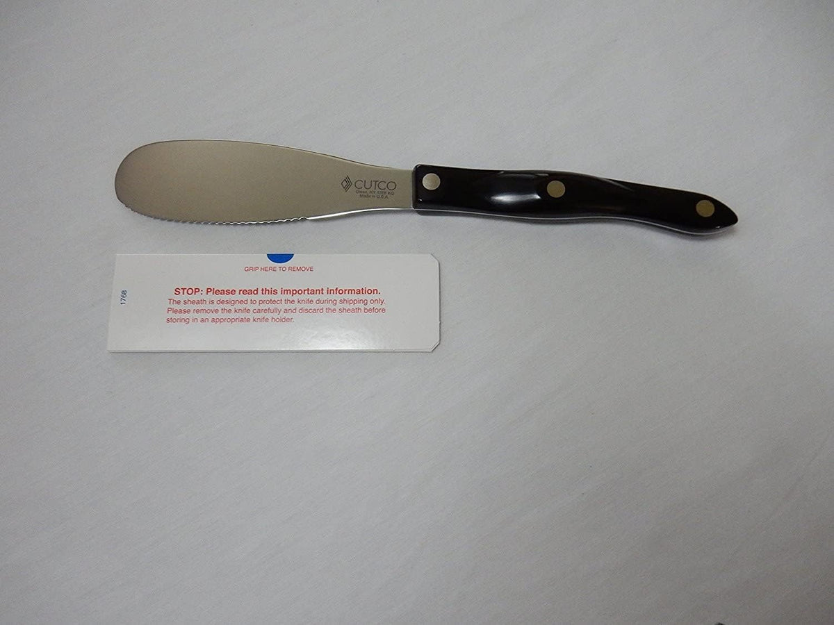 Model 1768 Spatula Spreader. . . . . 4.9" Double-D® serrated edge blade..............5.1" Highly engineered thermo-resin handle in Classic Brown (sometimes called Black).