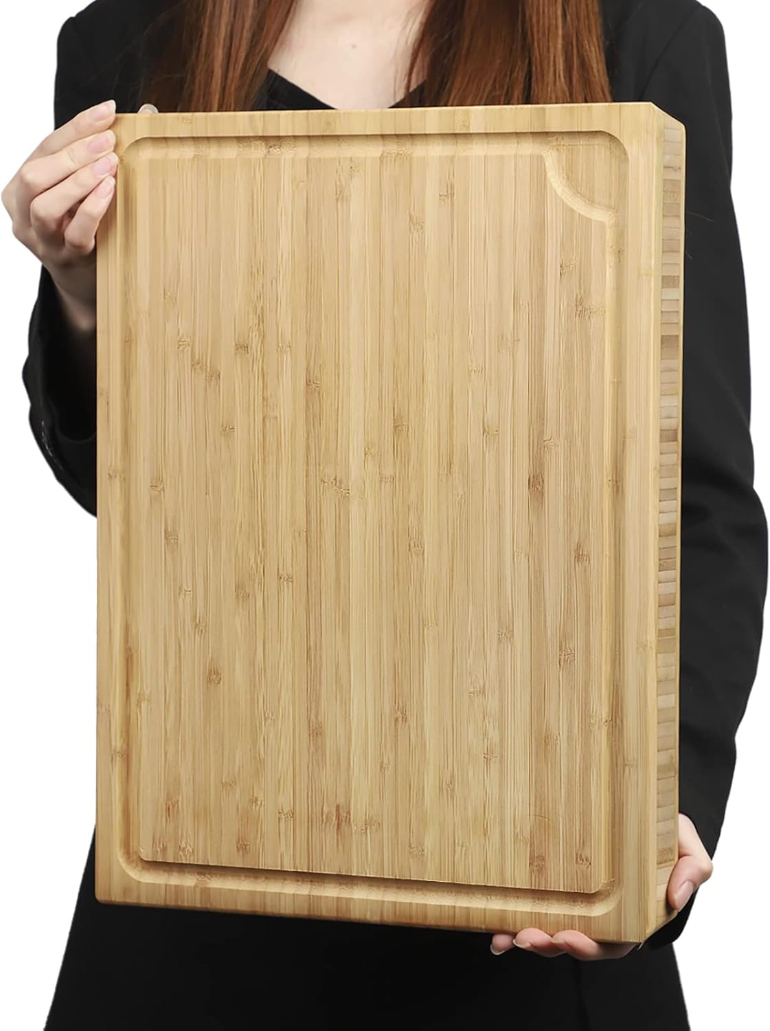 1.4" Thick Bamboo Cutting Board Butcher Block 17.7x13.2 | Heavy Duty | Juice Groove | Meat & Turkey & Ribs | Reversible | 100% Organic Bamboo