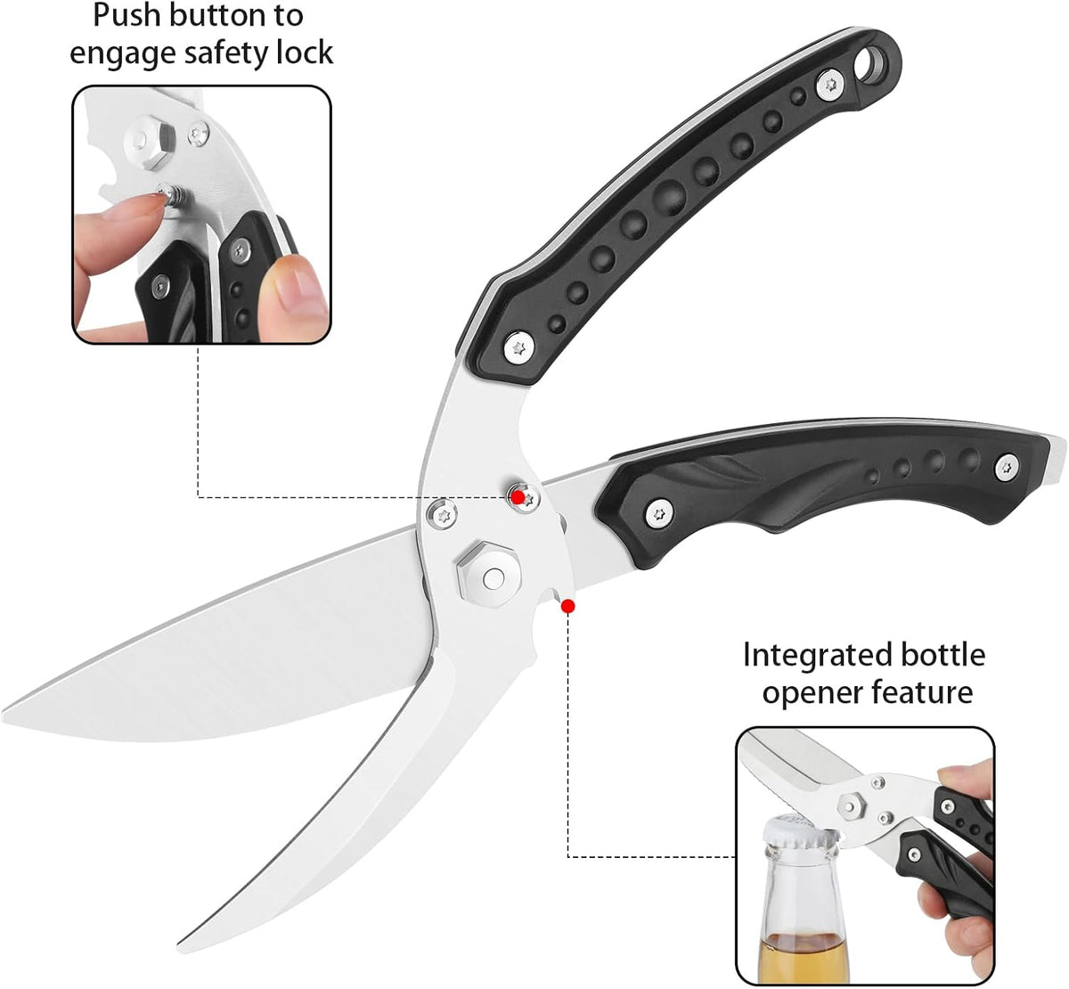 Detachable Heavy Duty Poultry Shears, 10" Stainless Steel Chicken Bone Scissors, 309g Professional Kitchen Shears for Meat Cutting, Take-Apart Poultry Scissors with Safety Lock