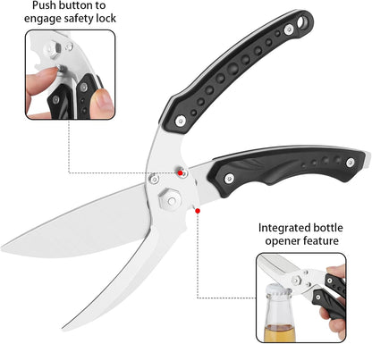 Detachable Heavy Duty Poultry Shears, 10" Stainless Steel Chicken Bone Scissors, 309g Professional Kitchen Shears for Meat Cutting, Take-Apart Poultry Scissors with Safety Lock