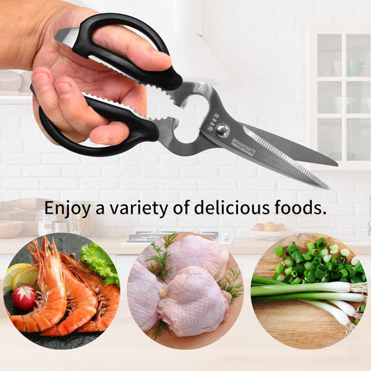 Left Handed Kitchen Scissors Stainless Steel Blade Soft Grip Kitchen Shears | Seki Japan