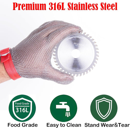 Chainmail Glove for Cutting,Highest Level Cut Resistant Gloves,Stainless Steel Metal Mesh Glove