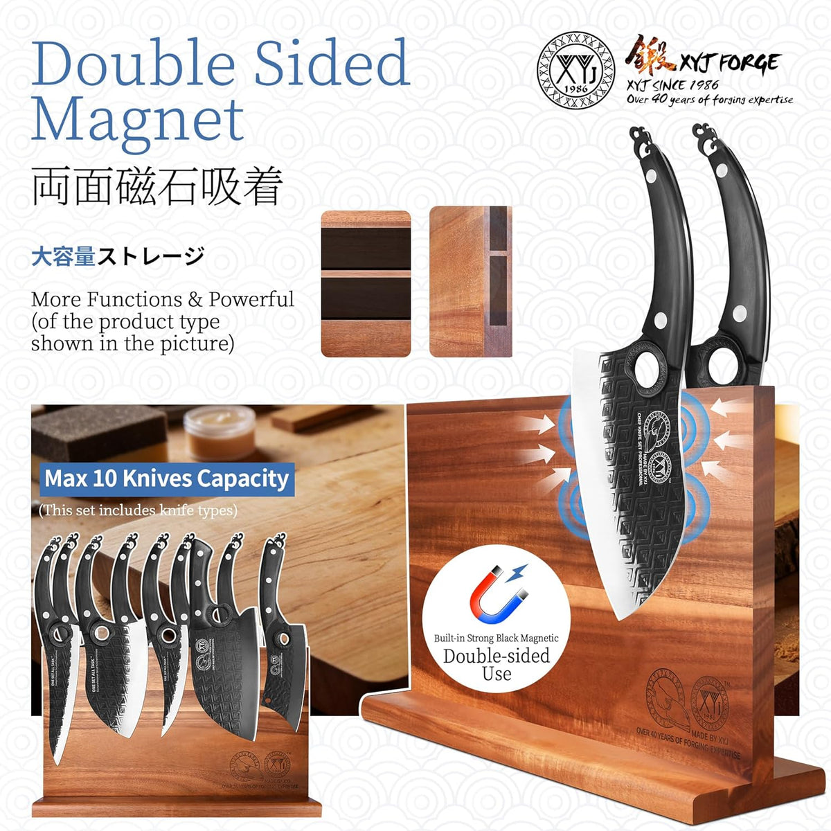 Kitchen Knives Set with Magnetic Knife Block, Cutting Board, Sharpener Rod, Scissors, Gloves, High Carbon Steel Blades, Bread Slicing Cleaver Vegetable Butcher Cooking Chef Knives