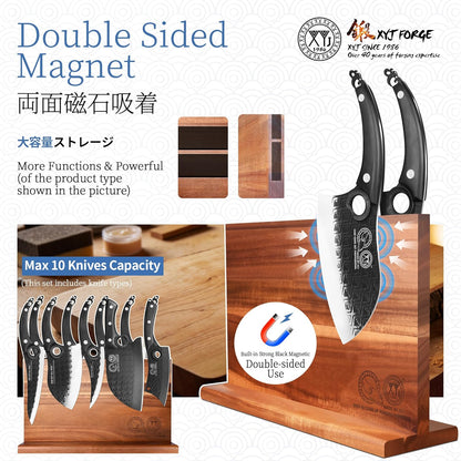 Kitchen Knives Set with Magnetic Knife Block, Cutting Board, Sharpener Rod, Scissors, Gloves, High Carbon Steel Blades, Bread Slicing Cleaver Vegetable Butcher Cooking Chef Knives