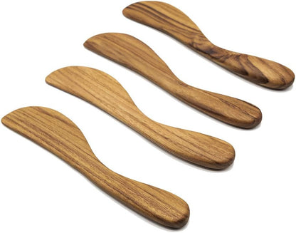 7.5" Butter Spreaders, Eco-Friendly Condiment and Sandwich Knife from 100% Moist-Resistant Teak Wood, Super Handy Peanut Jelly Spreader Set of 4