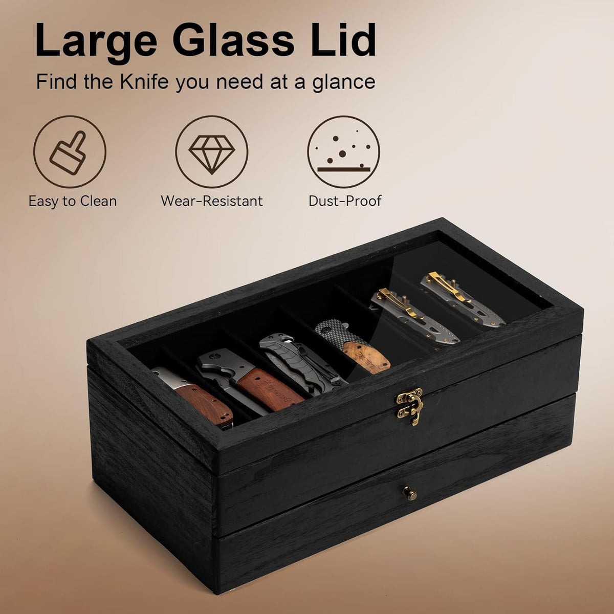 Knife Display Case, 2-Layer Pocket Knife Case Display & Storage Knives, Solid Wood Knife Case for Collections, Gift for Boyfriend Fathers Day Birthday Gifts((Walnut)