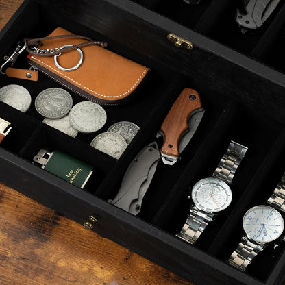 Knife Display Case, 2-Layer Pocket Knife Case Display & Storage Knives, Solid Wood Knife Case for Collections, Gift for Boyfriend Fathers Day Birthday Gifts((Walnut)