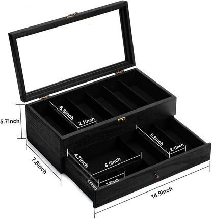 Knife Display Case, 2-Layer Pocket Knife Case Display & Storage Knives, Solid Wood Knife Case for Collections, Gift for Boyfriend Fathers Day Birthday Gifts((Walnut)