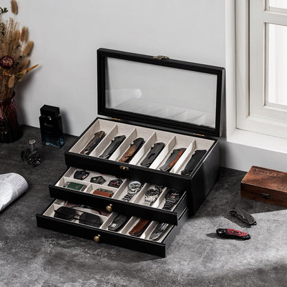 Knife Display Case, 2-Layer Pocket Knife Case Display & Storage Knives, Solid Wood Knife Case for Collections, Gift for Boyfriend Fathers Day Birthday Gifts((Walnut)