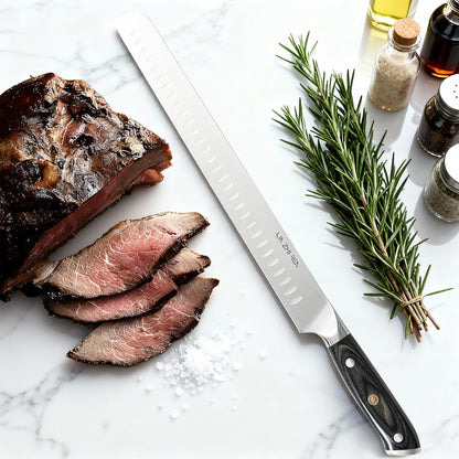Carving Knife – 12" Premium Brisket Knife for Cutting Smoked Meat, BBQ & Roast Turkey – Razor Sharp German Steel