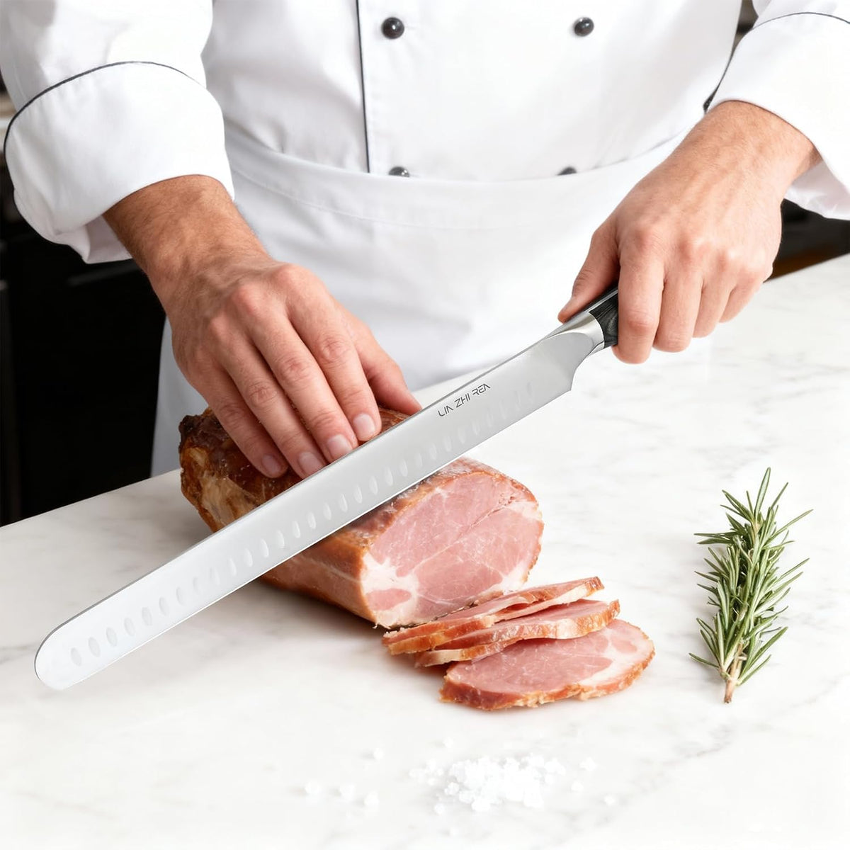 Carving Knife – 12" Premium Brisket Knife for Cutting Smoked Meat, BBQ & Roast Turkey – Razor Sharp German Steel