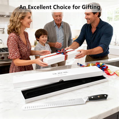 Carving Knife – 12" Premium Brisket Knife for Cutting Smoked Meat, BBQ & Roast Turkey – Razor Sharp German Steel